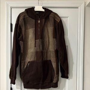 Koman Patchwork Corduroy Hoodie Jacket Oversized Sport Hip Hop Rap Size XL
